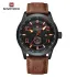 NAVIFORCE 9229 Trend Casual Wristwatch for Man Military Sports Water Resistant Leather Strap Men's Clock Quartz Calendar Male Watches - Black Red DarkBrown